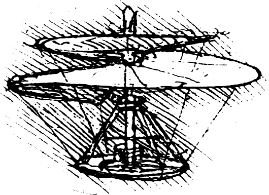Leonardo da Vinci skica helikoptéry